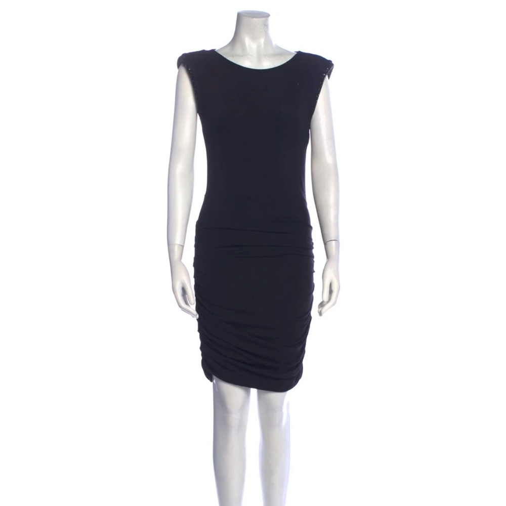 MAJE Black mini dress with glittery details on shoulders